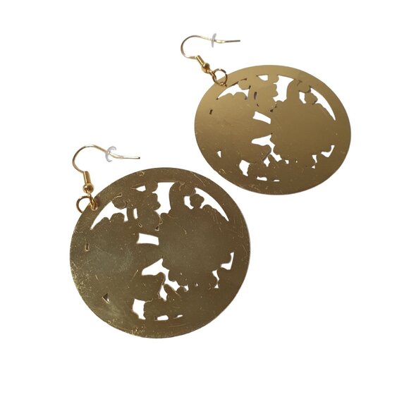 Handmade By Donovan Earrings Boho Dangle Thin Metal Artisan Floral - Picture 5 of 6